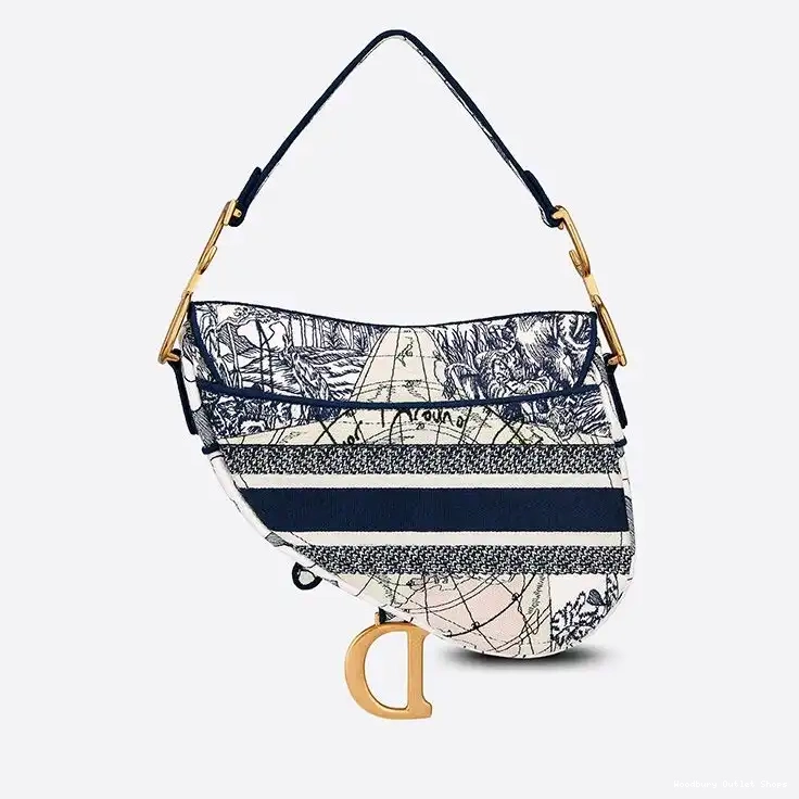 Cheap Motif Dior Bag Canvas Around Christian Saddle the Blue World 0409 Hot Sale